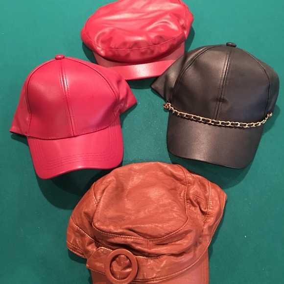 3 Leatherette Red Cap, Gray, & Brown $20/ea❤️🔥 - Picture 2 of 3